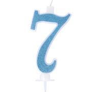 Bougie numérique pailletée bleu ciel n° 7