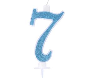 Bougie numérique pailletée bleu ciel n° 7