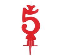 Bougie numéro 5 rouge - 8,5 cm