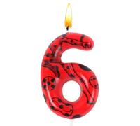 Bougie Numéro 6, Bougie Anniversaire, Décoration de Gâteau, Forme 3D, Rouge et Noir, Convient aux Décorations de Fête Anniversaire et à Thème