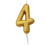 bougie or pailletté chiffre 4 - creative party ahc90/4 Jaune G