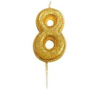 bougie or pailletté chiffre 8 - creative party ahc90/8 Jaune G