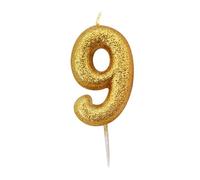 BOUGIE OR PAILLETTÉ CHIFFRE 9