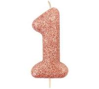 bougie or rose pailletté chiffre 1 - creative party ahc50/1 Rose G