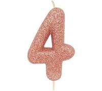 bougie or rose pailletté chiffre 4 - creative party ahc50/4 Rose G