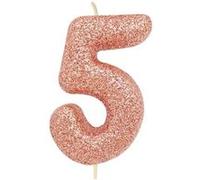 bougie or rose pailletté chiffre 5 - creative party ahc50/5 Rose G
