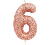 bougie or rose pailletté chiffre 6 - creative party ahc50/6 Rose G