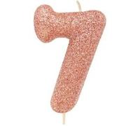bougie or rose pailletté chiffre 7 - creative party ahc50/7 Rose G