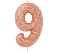 bougie or rose pailletté chiffre 9 - creative party ahc50/9 Rose G