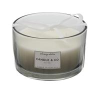 HOME DECO FACTORY - BO5453, Bougie Parfumée 3 Mèches Ambre, Pot en Verre, Cire de Paraffine, Décoration Tendance, Temps de Combustion 25h, Diamètre 13 cm, Couleur Gris