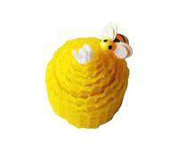 Bougie parfumée 3D en cire jaune pure avec base ronde faite à la main en nid d'abeille - Ornement (jaune, 7 x 7 x 7 cm)