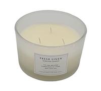 Bougie parfumée à 3 mèches en verre - 13 cm - Parfum linge frais | Bougie d'ambiance dans un verre dépoli avec couvercle en liège - Parfum d'arôme - Bougie décorative - Cadeau de Noël