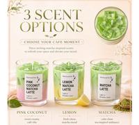 Bougie parfumée à la glace Matcha Latte, bougie parfumée à la glace Matcha, faite de cire de soja et de cire en gel en forme - thé vert et vanille (glace Matcha Latte), convient pour un dîner romantiq