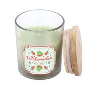 Bougie parfumée à la pastèque - Parfum rafraîchissant de pastèque, design attrayant avec impression vive, longue durée de combustion, couvercle en bois pour la fraîcheur, emballage cadeau prêt à
