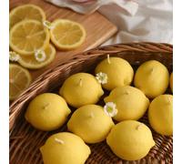 Bougie parfumée artisanale en forme de citron, bougie décorative à la cire de soja parfumée au citron, convient pour les accessoires photo de bureau, les cadeaux, la méditation, le soulagement du stre