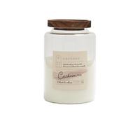 Bougie parfumée avec couvercle en acacia (H16,5 cm) senteur cachemire - -