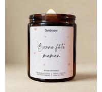 Bougie Parfumée “Bonne Fête Maman” 140g - Cire de Soja Naturelle, Mèche en Bois Crépitante, Parfum de Grasse - Idée Cadeau Maman Originale, Fabrication Artisanale