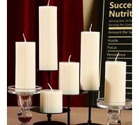 Bougie parfumée cylindrique beige 5cm*15cm, décoration d'ambiance pour mariage, fête, Ramadan, quotidien, Noël, décoration de la maison, convient comme cadeau d'anniversaire pour femmes/hommes, cadeau