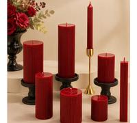 Bougie parfumée cylindrique rouge, set de bougies décoratives, décoration de bougies, cadeau pour la meilleure amie, cadeau pour elle, cadeau d'hiver, bougie de décoration d'intérieur, bougie de Noël 