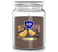 Bougie parfumée dans un grand pot de chocolat - orange 100h fumer, bougie parfumée douce avec couvercle, 14 cm de hauteur, diamètre 9,9cm