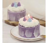 Bougie parfumée de style Ins, bougie d'anniversaire artisanale en cire de soja naturelle avec décoration réaliste de glaçage et de fruits, parfum doux et de longue durée, convient pour les fêtes d'ann