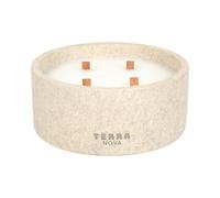 HOME DECO FACTORY - BO0206 - Bougie Parfumée Terra Nova D19cm en Résine Minérale - Longue Durée - Élégante et Apaisante pour Décoration Intérieure - Idéale pour Ambiance Relaxante - Beige - 19cm