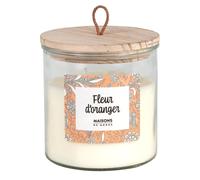 Bougie parfumée en verre motifs graphiques, 430g 12x12x12cm Blanc