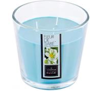Bougie parfumée en verre Nina 500 gr - Parfum fleur de tiaré - Bleu - H 12.5 cm
