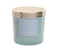 Bougie parfumée en verre teinté bleu clair et métal doré 350 g 10x10x10cm Doré