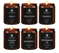 Bougie Parfumée Ensemble Cadeau, Paquet de 6 Bougies Parfumées en Verre, Grande bougie d’Aromathérapie Femme,6 x 200g, Cire de Soja Naturelle 50 Heures de Durée,Cadeau de Noël, Anniversaire,SPA, Yoga