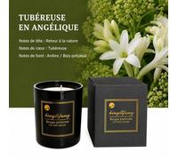 Bougie parfumée - EVOZEN - Tubéreuse & Angélique - Cire de soja 100% - Pot verre noir - 30-45h