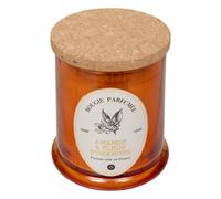 Atmosphera - Bougie Parfumée Hapo Amande et Fleur d'Oranger 150g, H 10.2 cm, Verre Ambré avec Couvercle - Pour Salon, Chambre, Ambiance Intérieure