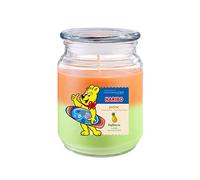 Bougie parfumée Haribo dans un verre avec couvercle | Exotic 510g | Bougie parfumée fruitée | 100h de durée de combustion | 2 mèches | Idée cadeau pour femmes | Bougie à 2 couches