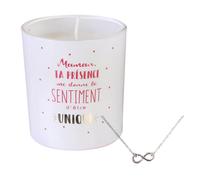 Bougie parfumée MARBELLA blanche + bracelet surprise