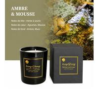 Bougie Parfumée - Parfum Ambre & Mousse - Cire De Soja Végétale Naturelle - Maison Décoration Intérieure, Cadeau - 30-45h