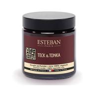 Bougie parfumée Teck & Tonka - ESTEBAN - Cire 100% végétale - Mèche en coton - 35-40 heures de combustion