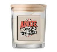 Bougie Parfumée Vanille Adulte, mais pas tous les jours | Verre 8,5 cm Couvercle Bambou et Boîte Cadeau | Déco Salon Chambre Détente | Idée Cadeau Crémaillère Noël