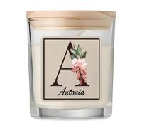 Bougie Parfumée Vanille Antonia | Verre 8,5 cm Couvercle en Bambou et Boîte Cadeau | Déco Salon Chambre Détente | Cadeau Femme Homme Anniversaire Noël