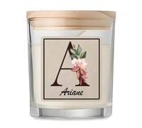 Bougie Parfumée Vanille Ariane | Verre 8,5 cm Couvercle en Bambou et Boîte Cadeau | Déco Salon Chambre Détente | Cadeau Femme Homme Anniversaire Noël