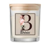 Bougie Parfumée Vanille Bérénice | Verre 8,5 cm Couvercle en Bambou et Boîte Cadeau | Déco Salon Chambre Détente | Cadeau Femme Homme Anniversaire Noël