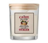 Bougie Parfumée Vanille Caviste | Verre 8,5 cm Couvercle Bambou et Boîte Cadeau | Déco Salon Chambre Détente | Idée Cadeau Crémaillère Noël