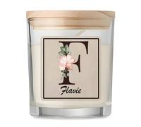 Bougie Parfumée Vanille Flavie | Verre 8,5 cm Couvercle en Bambou et Boîte Cadeau | Déco Salon Chambre Détente | Cadeau Femme Homme Anniversaire Noël