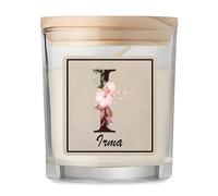 Bougie Parfumée Vanille Irma | Verre 8,5 cm Couvercle en Bambou et Boîte Cadeau | Déco Salon Chambre Détente | Cadeau Femme Homme Anniversaire Noël
