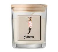 Bougie Parfumée Vanille Julienne | Verre 8,5 cm Couvercle en Bambou et Boîte Cadeau | Déco Salon Chambre Détente | Cadeau Femme Homme Anniversaire Noël