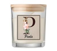 Bougie Parfumée Vanille Paola | Verre 8,5 cm Couvercle en Bambou et Boîte Cadeau | Déco Salon Chambre Détente | Cadeau Femme Homme Anniversaire Noël