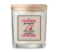 Bougie Parfumée Vanille Patissiere | Verre 8,5 cm Couvercle Bambou et Boîte Cadeau | Déco Salon Chambre Détente | Idée Cadeau Crémaillère Noël