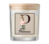 Bougie Parfumée Vanille Philomene | Verre 8,5 cm Couvercle en Bambou et Boîte Cadeau | Déco Salon Chambre Détente | Cadeau Femme Homme Anniversaire Noël
