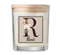 Bougie Parfumée Vanille Renée | Verre 8,5 cm Couvercle en Bambou et Boîte Cadeau | Déco Salon Chambre Détente | Cadeau Femme Homme Anniversaire Noël