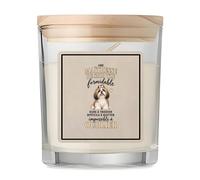 Bougie Parfumée Vanille Shih Tzu | Verre 8,5 cm Couvercle Bambou et Boîte Cadeau | Déco Salon Chambre Détente | Idée Cadeau Crémaillère Noël