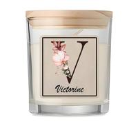 Bougie Parfumée Vanille Victorine | Verre 8,5 cm Couvercle en Bambou et Boîte Cadeau | Déco Salon Chambre Détente | Cadeau Femme Homme Anniversaire Noël